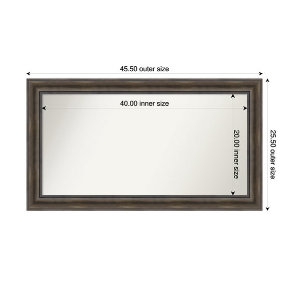Amanti Art Custom Wall and Bathroom Mirror (25.5 x 45.5 in.), Rustic Pine Brown Frame