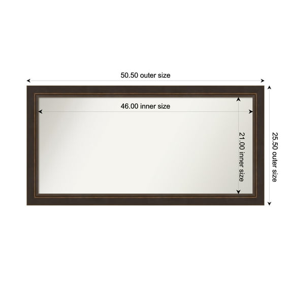 Amanti Art Custom Wall and Bathroom Mirror (25.5 x 50.5 in.), Lara Bronze Frame