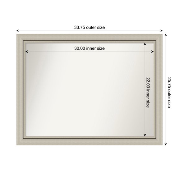 Amanti Art Custom Wall and Bathroom Mirror (25.75 x 33.75 in.), Romano Silver Narrow Frame
