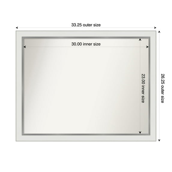 Amanti Art Custom Wall and Bathroom Mirror (26.25 x 33.25 in.), Eva White Silver Narrow Frame