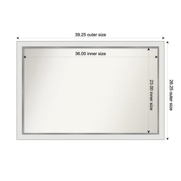 Amanti Art Custom Wall and Bathroom Mirror (26.25 x 39.25 in.), Eva White Silver Narrow Frame