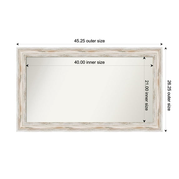 Amanti Art Custom Wall and Bathroom Mirror (26.25 x 45.25 in.), Alexandria White Wash Frame