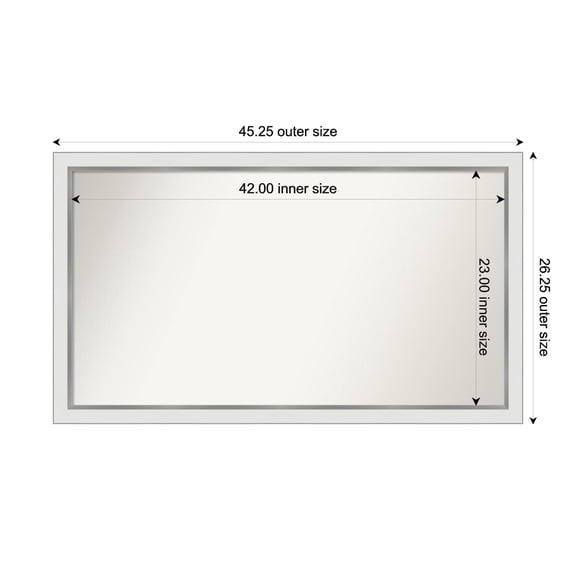 Amanti Art Custom Wall and Bathroom Mirror (26.25 x 45.25 in.), Eva White Silver Narrow Frame