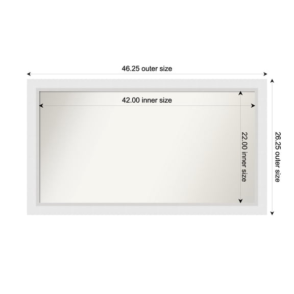 Amanti Art Custom Wall and Bathroom Mirror (26.25 x 46.25 in.), Blanco White Frame