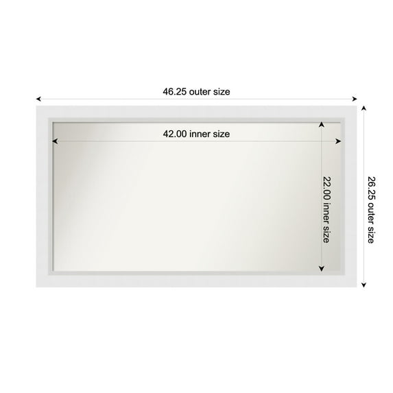 Amanti Art Custom Wall and Bathroom Mirror (26.25 x 46.25 in.), Blanco White Frame