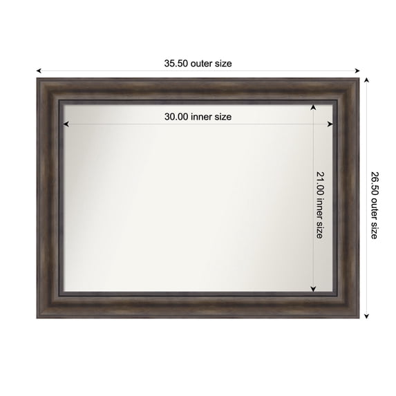 Amanti Art Custom Wall and Bathroom Mirror (26.5 x 35.5 in.), Rustic Pine Brown Frame