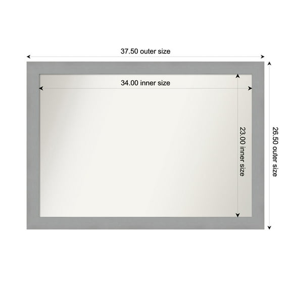 Amanti Art Custom Wall and Bathroom Mirror (26.5 x 37.5 in.), Brushed Nickel Frame