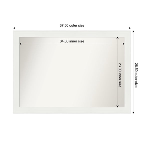 Amanti Art Custom Wall and Bathroom Mirror (26.5 x 37.5 in.), Vanity White Narrow Frame