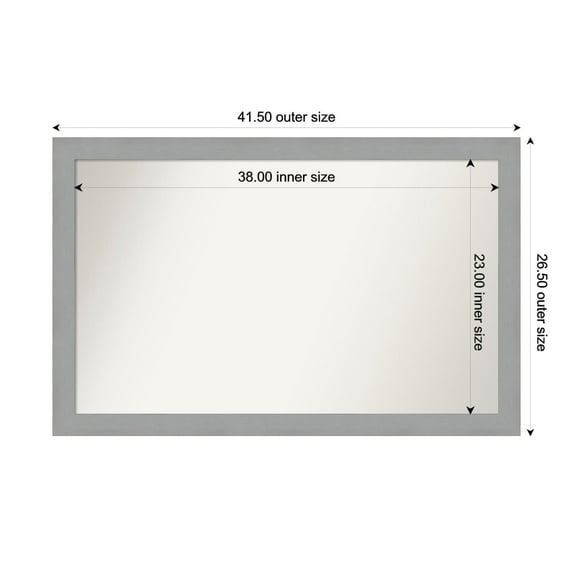 Amanti Art Custom Wall and Bathroom Mirror (26.5 x 41.5 in.), Brushed Nickel Frame