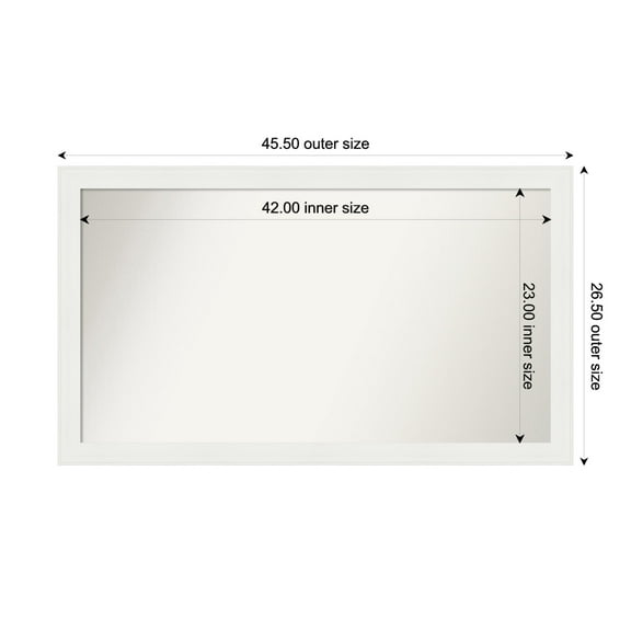 Amanti Art Custom Wall and Bathroom Mirror (26.5 x 45.5 in.), Vanity White Narrow Frame