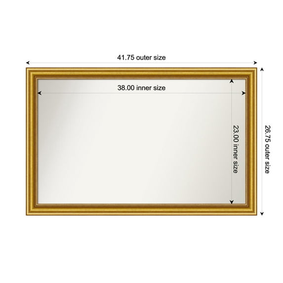 Amanti Art Custom Wall and Bathroom Mirror (26.75 x 41.75 in.), Townhouse Gold Frame