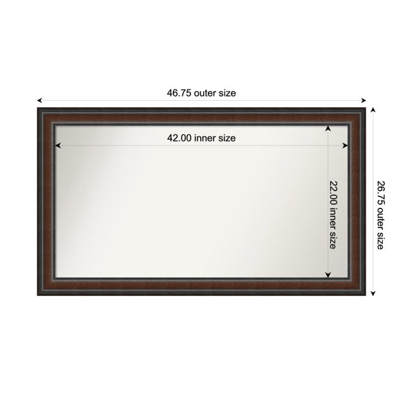 Amanti Art Custom Wall and Bathroom Mirror (26.75 x 46.75 in.), Cyprus Walnut Frame