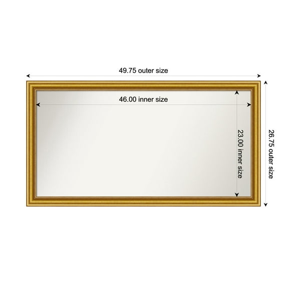 Amanti Art Custom Wall and Bathroom Mirror (26.75 x 49.75 in.), Townhouse Gold Frame