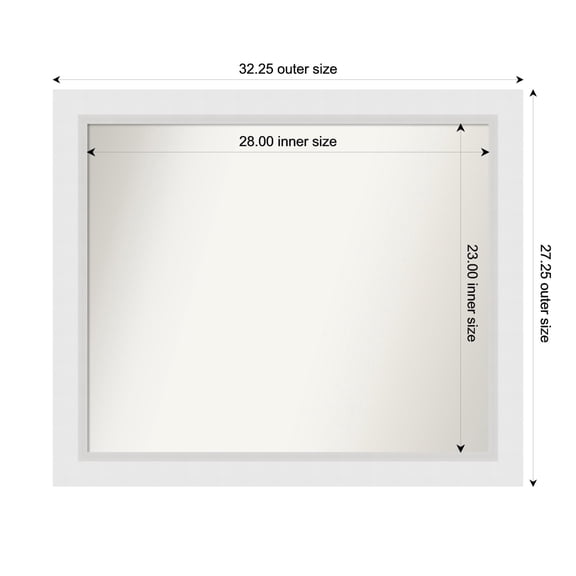 Amanti Art Custom Wall and Bathroom Mirror (27.25 x 32.25 in.), Blanco White Frame