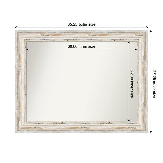 Amanti Art Custom Wall and Bathroom Mirror (27.25 x 35.25 in.), Alexandria White Wash Frame