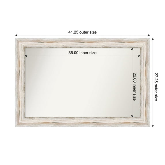 Amanti Art Custom Wall and Bathroom Mirror (27.25 x 41.25 in.), Alexandria White Wash Frame