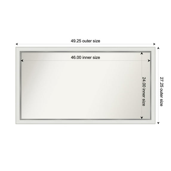 Amanti Art Custom Wall and Bathroom Mirror (27.25 x 49.25 in.), Eva White Silver Narrow Frame