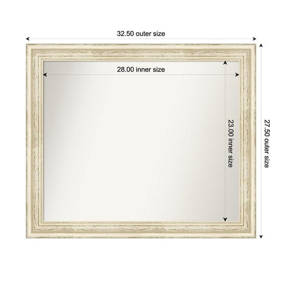 Amanti Art Custom Wall and Bathroom Mirror (27.5 x 32.5 in.), Country White Wash Frame