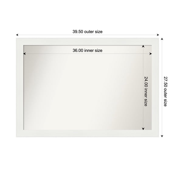 Amanti Art Custom Wall and Bathroom Mirror (27.5 x 39.5 in.), Vanity White Narrow Frame