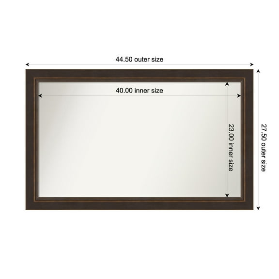 Amanti Art Custom Wall and Bathroom Mirror (27.5 x 44.5 in.), Lara Bronze Frame