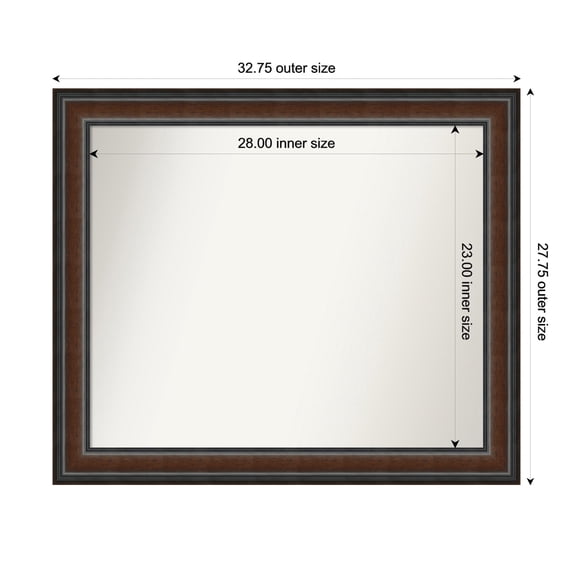 Amanti Art Custom Wall and Bathroom Mirror (27.75 x 32.75 in.), Cyprus Walnut Frame