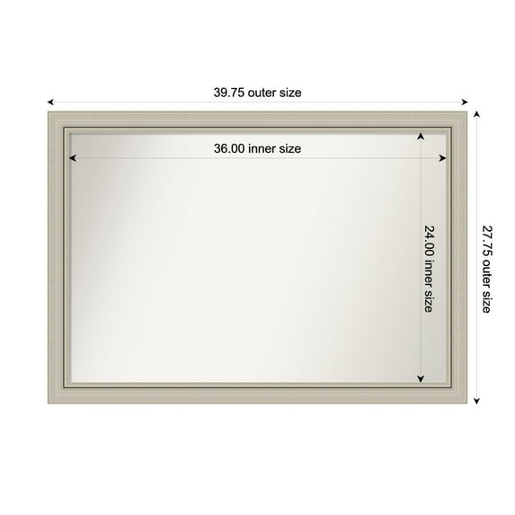 Amanti Art Custom Wall and Bathroom Mirror (27.75 x 39.75 in.), Romano Silver Narrow Frame