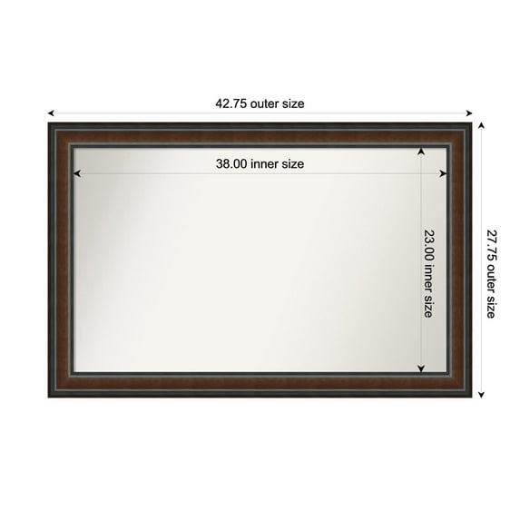 Amanti Art Custom Wall and Bathroom Mirror (27.75 x 42.75 in.), Cyprus Walnut Frame