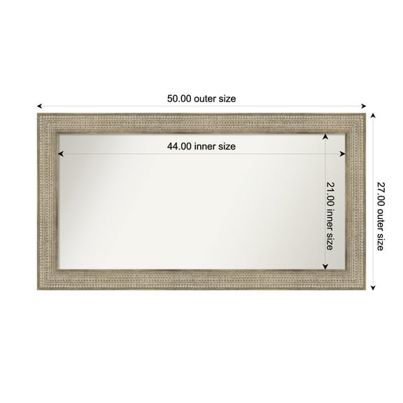 Amanti Art Custom Wall and Bathroom Mirror (27 x 50 in.), Trellis Silver Frame