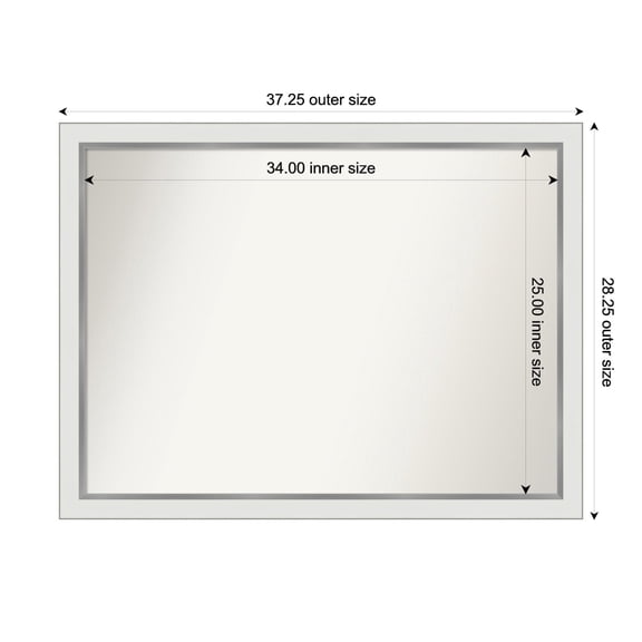 Amanti Art Custom Wall and Bathroom Mirror (28.25 x 37.25 in.), Eva White Silver Narrow Frame