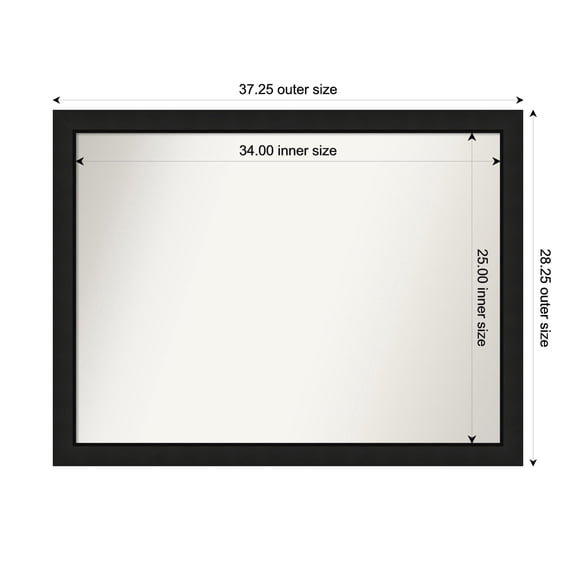 Amanti Art Custom Wall and Bathroom Mirror (28.25 x 37.25 in.), Midnight Black Narrow Frame