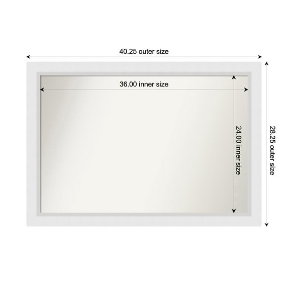 Amanti Art Custom Wall and Bathroom Mirror (28.25 x 40.25 in.), Blanco White Frame