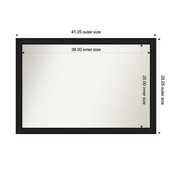 Amanti Art Custom Wall and Bathroom Mirror (28.25 x 41.25 in.), Midnight Black Narrow Frame