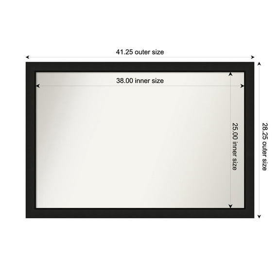 Amanti Art Custom Wall and Bathroom Mirror (28.25 x 41.25 in.), Midnight Black Narrow Frame
