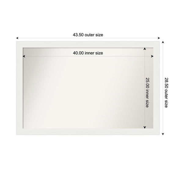 Amanti Art Custom Wall and Bathroom Mirror (28.5 x 43.5 in.), Vanity White Narrow Frame
