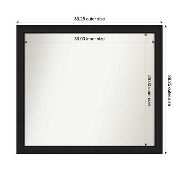 Amanti Art Custom Wall and Bathroom Mirror (29.25 x 33.25 in.), Midnight Black Narrow Frame