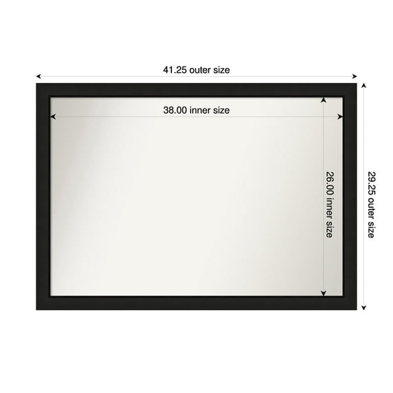 Amanti Art Custom Wall and Bathroom Mirror (29.25 x 41.25 in.), Midnight Black Narrow Frame