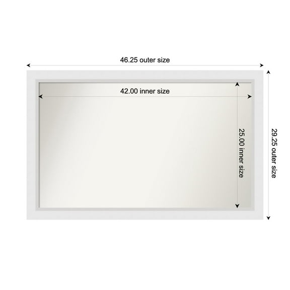 Amanti Art Custom Wall and Bathroom Mirror (29.25 x 46.25 in.), Blanco White Frame