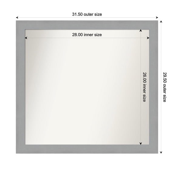 Amanti Art Custom Wall and Bathroom Mirror (29.5 x 31.5 in.), Brushed Nickel Frame