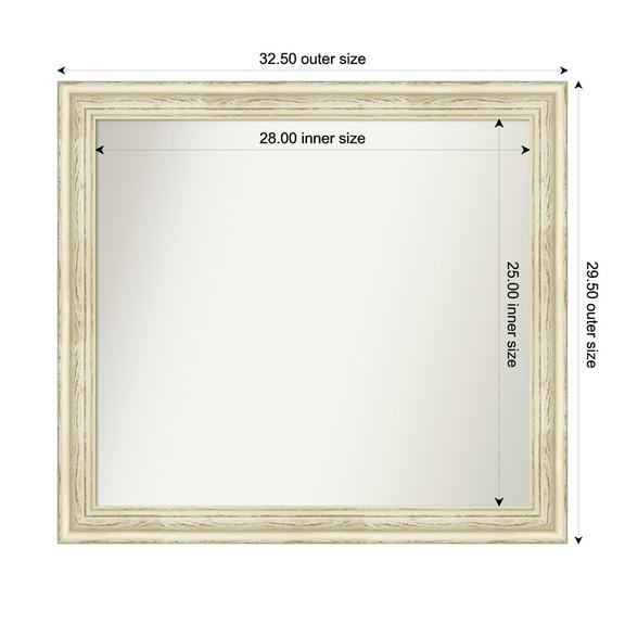 Amanti Art Custom Wall and Bathroom Mirror (29.5 x 32.5 in.), Country White Wash Frame