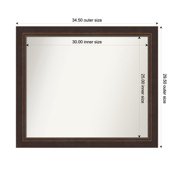 Amanti Art Custom Wall and Bathroom Mirror (29.5 x 34.5 in.), Lara Bronze Frame