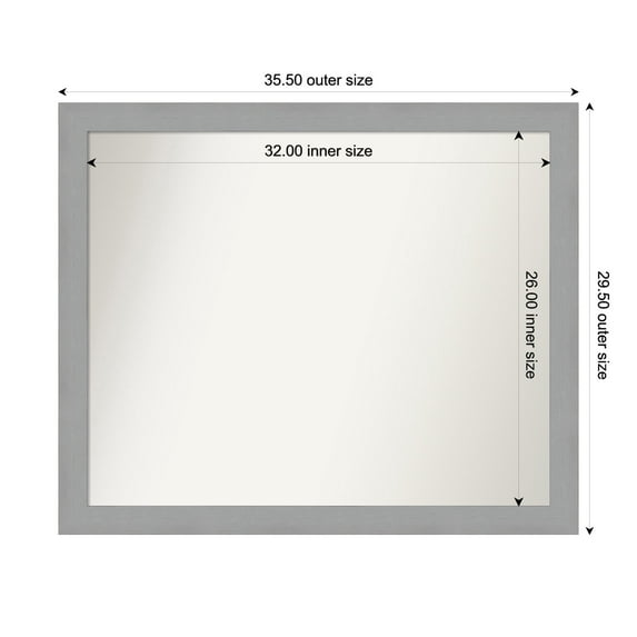 Amanti Art Custom Wall and Bathroom Mirror (29.5 x 35.5 in.), Brushed Nickel Frame