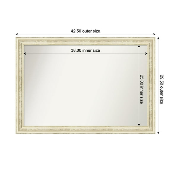 Amanti Art Custom Wall and Bathroom Mirror (29.5 x 42.5 in.), Country White Wash Frame
