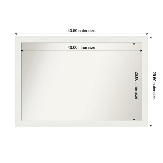 Amanti Art Custom Wall and Bathroom Mirror (29.5 x 43.5 in.), Vanity White Narrow Frame