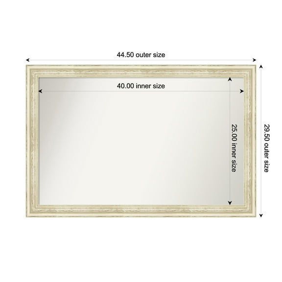 Amanti Art Custom Wall and Bathroom Mirror (29.5 x 44.5 in.), Country White Wash Frame