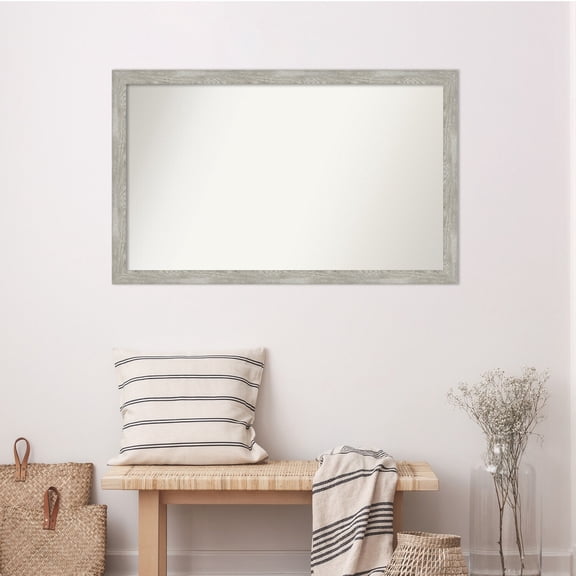 Amanti Art Custom Wall and Bathroom Mirror (29.5 x 47.5 in.), Dove Greywash Narrow Frame