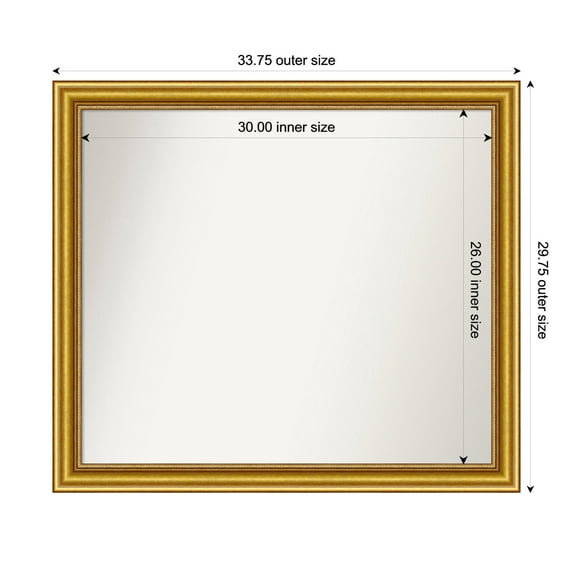 Amanti Art Custom Wall and Bathroom Mirror (29.75 x 33.75 in.), Townhouse Gold Frame