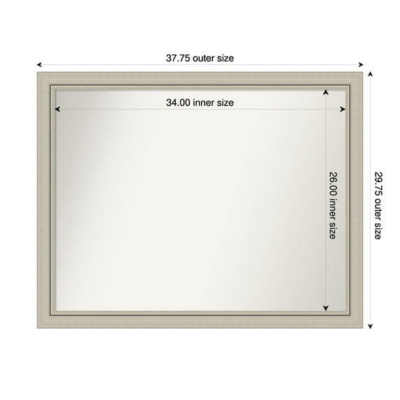 Amanti Art Custom Wall and Bathroom Mirror (29.75 x 37.75 in.), Romano Silver Narrow Frame