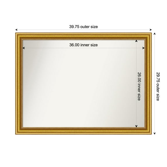Amanti Art Custom Wall and Bathroom Mirror (29.75 x 39.75 in.), Townhouse Gold Frame