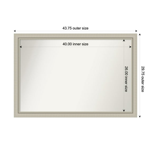 Amanti Art Custom Wall and Bathroom Mirror (29.75 x 43.75 in.), Romano Silver Narrow Frame
