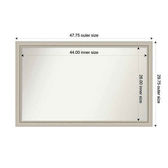 Amanti Art Custom Wall and Bathroom Mirror (29.75 x 47.75 in.), Romano Silver Narrow Frame